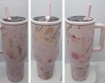 32oz 40oz Pink Sand Hydrojug Custom-Printed Floral Boho