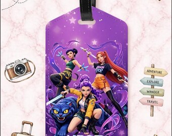 Cuaderno/bloc de notas/lista de tareas/apuntes/papel escolar/archivo de recuerdos/etiqueta para equipaje personalizado con diseño de cazador de demonios de K-Pop morado