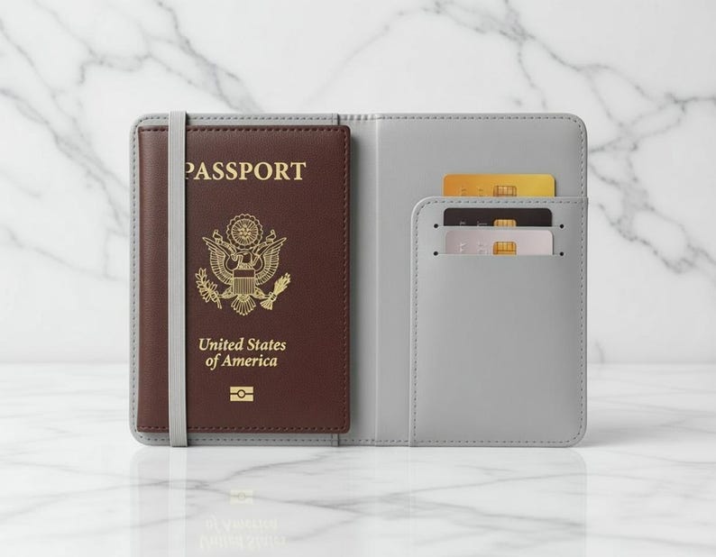 Funda personalizada para pasaporte de Grogu Yoda / Portapasaporte mandaloriano / Cartera de viaje con nombre personalizado / Regalo de viaje para fans de Yoda / Etiqueta para mochila escolar imagen 6