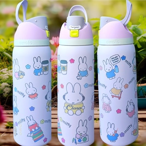 Authentic 32oz Purple Pink Candy Coated Owala Free Sip Waterbottle Miffy Cute Colorful Bunny Rabbit Cartoon