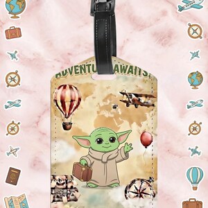 Funda personalizada para pasaporte de Grogu Yoda / Portapasaporte mandaloriano / Cartera de viaje con nombre personalizado / Regalo de viaje para fans de Yoda / Etiqueta para mochila escolar Luggage Tag only