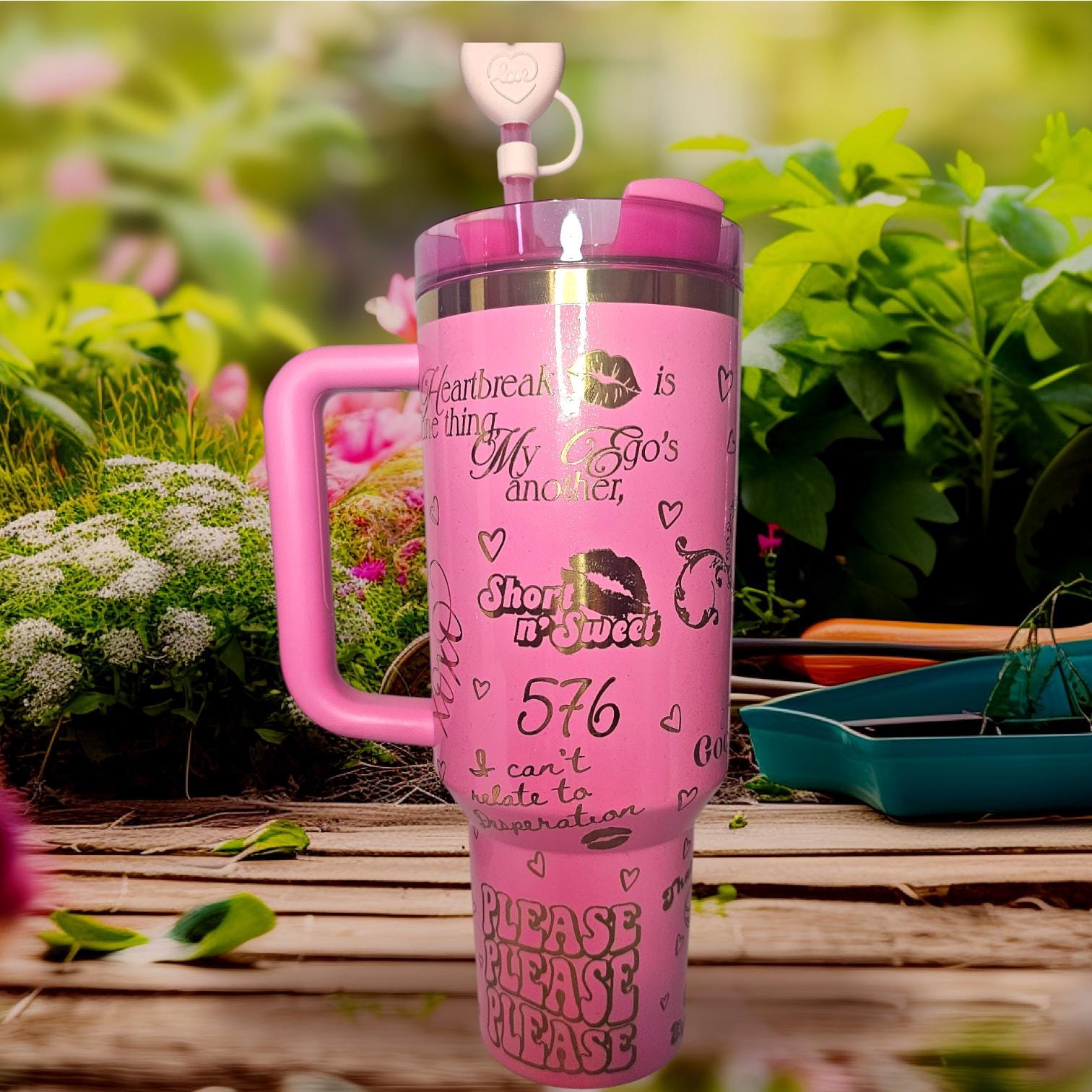 FREE NAME TAG Lid Topper Authentic 40oz Pink Stanley Tumbler