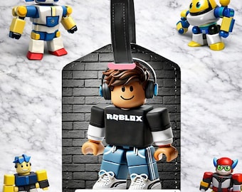 Black Robox Personalized Luggage Tag with Pocket | Bag Accessories | Luggage Identifier | Robox Game Notepad | Gift for Gamers, Boys