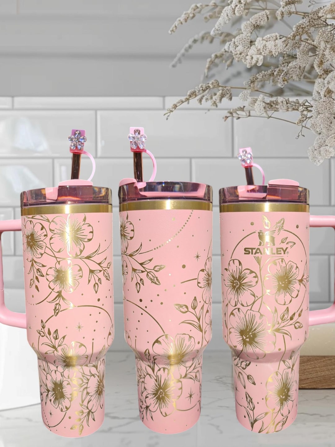 Authentic 30oz 40oz Antique Pink Stanley Tumbler Custom Laser