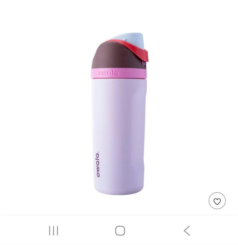 Botella de agua Owala de 32 oz con diseño de caramelo morado y rosa, ideal para sorbos gratis, con dibujos de pequeños monstruos coloridos. Cake Pop