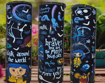 Halloween Caroline Black Coffee Custom 20oz Skinny Tumblers Vacuum Insulated Thermos