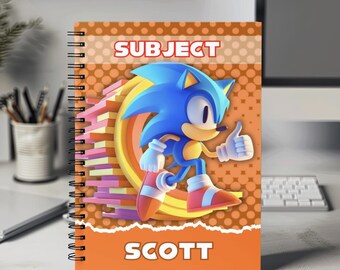 Cuaderno personalizado de Sonic el Erizo / Diario infantil / Para tomar notas / Papel para la escuela / Vuelta al cole / Para guardar recuerdos / Etiqueta para mochila / Regalo para niños