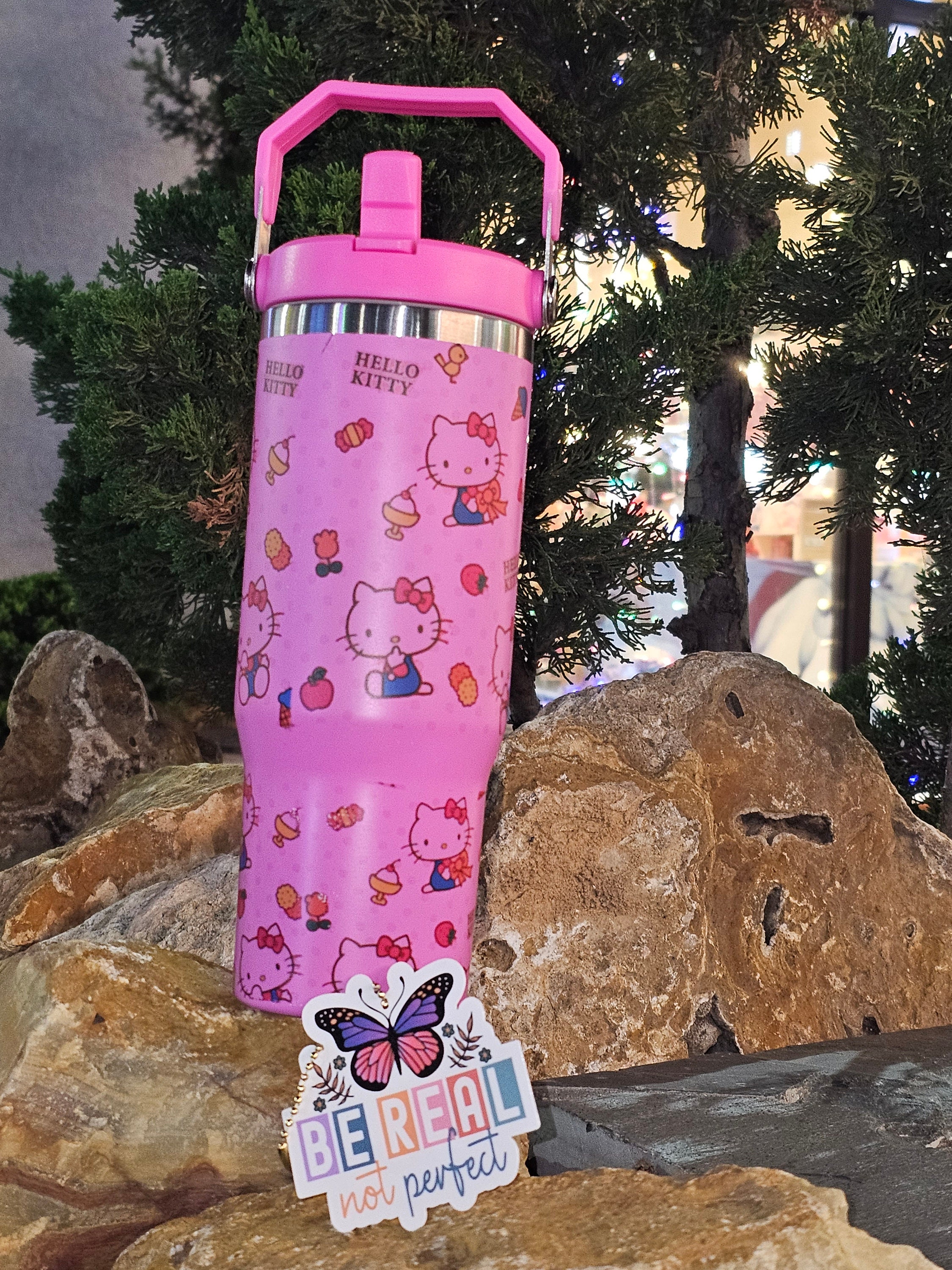 Hello Kitty Straw Flip Lid Cap Wide Mouth Water Bottle Fully Sealed Straw  Cover Cartoon Cute
