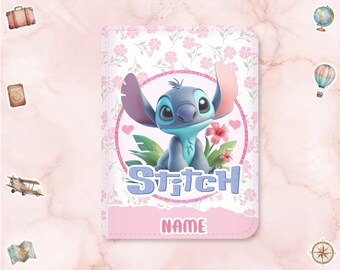 Stitch Personalized Travel Passport Cover – Custom Name Passport Holder, Cute Travel Gift, Adventure Theme, Stitch Lover Traveler Gift