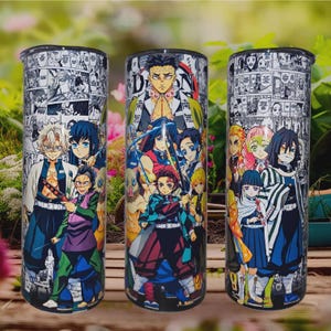 Demon Slayer Comics Cartoon Custom 20oz Skinny Tumblers Vacuum Insulated Thermos