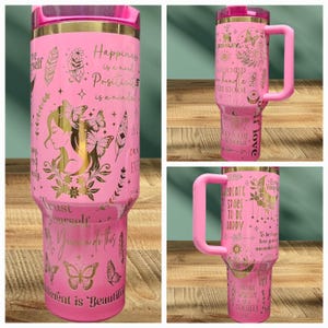 FREE NAME TAG Lid Topper Authentic 30oz 40oz Wicked Pink Glinda Stanley Tumbler Custom Laser Affirmation Quotes Empowerment Positive Words