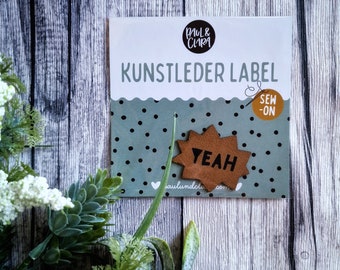 Kunstlederlabel - Yeah- Sew-On - Etikett - Tüddel