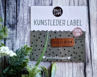 Kunstlederlabel - Schulkind - Iron-On - Bügeletikett