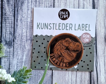 Faux leather label - Dinosauria - Iron-On - iron-on label - Dinogang
