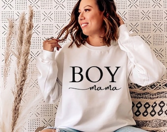 Boy Mama Unisex Crewneck Sweatshirt, Lindo Regalo Para Nueva Mamá, Boy Mama Camisa, Regalo Baby Shower, Boy Mama Sudadera, Gender Reveal Sweater