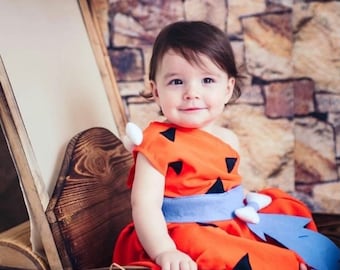 Pebble Flinstone Outfit, Toddler Birthday Costume, Baby Photoshoot Dress - Israel