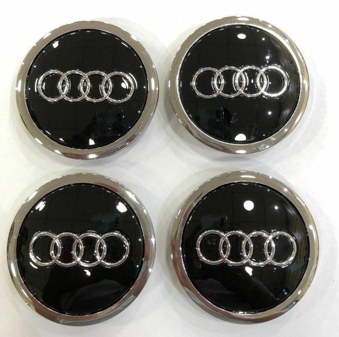4X AUDI Chrome & Grey 68mm 69mm Alloy Wheel Centre CAPS A3 A4 Etsy