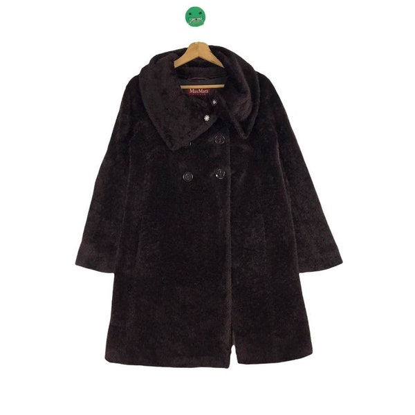 NICE! Max Mara Studio Wool Coat Button Design Dark Brown Colour