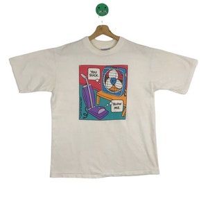 VINTAGE!! Graphics Art Tshirt White Colour Single Stitches Design