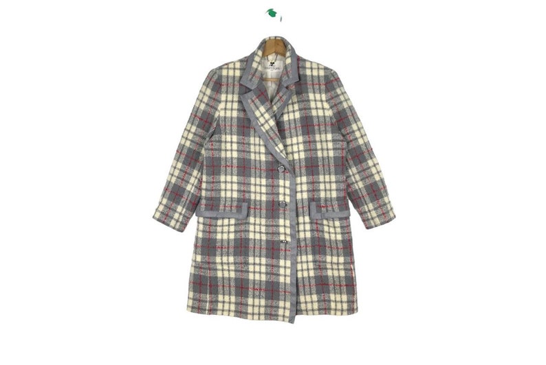 Courreges Tartan Lana Abrigo de Mujer Bonito Color imagen 1