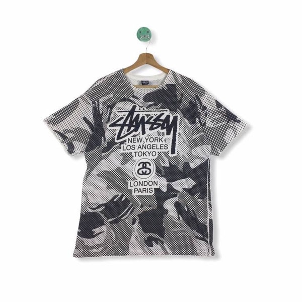 RARE! Stussy Tshirt Fullprint And Biglogo Design