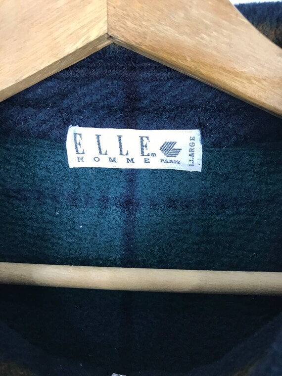 Elle Homme Fleece Sweater Tartan Design - image 3