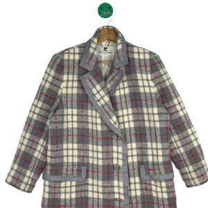 Courreges Tartan Lana Abrigo de Mujer Bonito Color imagen 2