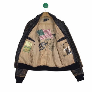 VINTAGE! Avirex Leather Flight Jacket Type A2 Nice Design