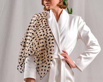 Beige Tüll Schals und Wraps, Haar Mesh Polka Dot Schal für Frauen, Große Quadrat Modedesigner Reise Kopftuch, Hexen Schal, Haar Bandana