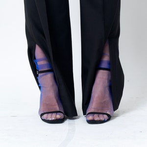Indigo Tulle Socks Women, Sheer Tulle Socks, Mesh Blue Lace Socks, Summer Socks, Tulle Socks for Heels, Lace Ankle Socks for Women, 0113