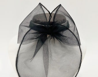 Schwarze Tüll Haarschleife Clip, große handgefertigte Gothic Haarschmuck