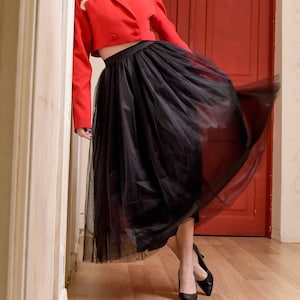 Women Black Tulle Skirt, Women Mesh Skirt, Women Prom Wedding Skirt, Long Tulle Maxi Skirt, Custom Size Tulle Skirt, Photo Shoot Skirt