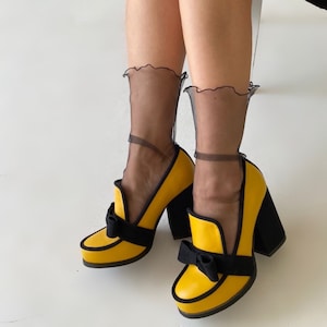 Tulle Ruffle Socks, Sheer Tulle Socks, Bell Socks, Ankle Bell Lace Socks Women, White Designer Socks, Black Powdery Socks