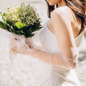 Bridal Gloves, White Long Soft Tulle Wedding Gloves, Gloves of Opera Length, Above Elbow Wedding Gloves, Long Gloves, Wedding Dress Gloves