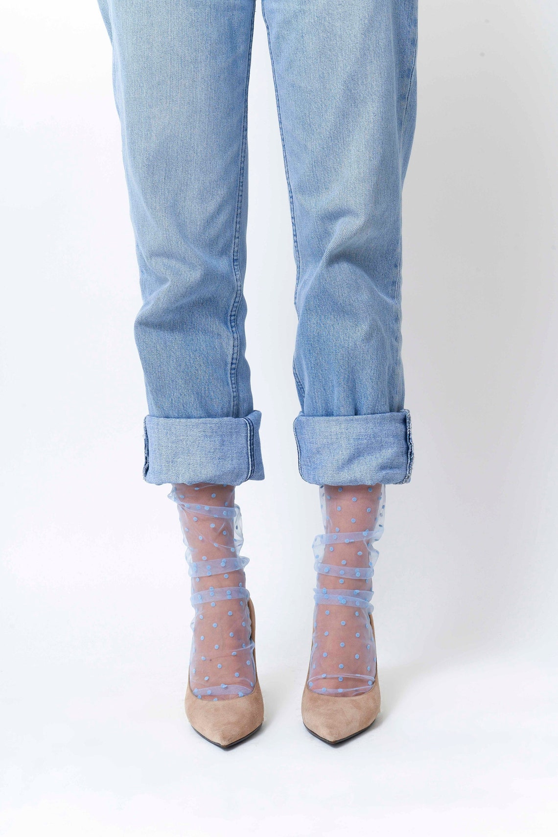 Veritecoeur Polka Dot Socks - Blue Gray Dot
