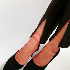 Red Tulle Transparent Socks, Sheer Tulle Socks, Mesh Ankle Socks, Transparent Socks, Nylon Lace Ankle Socks, Fashion Socks for Heels image 5
