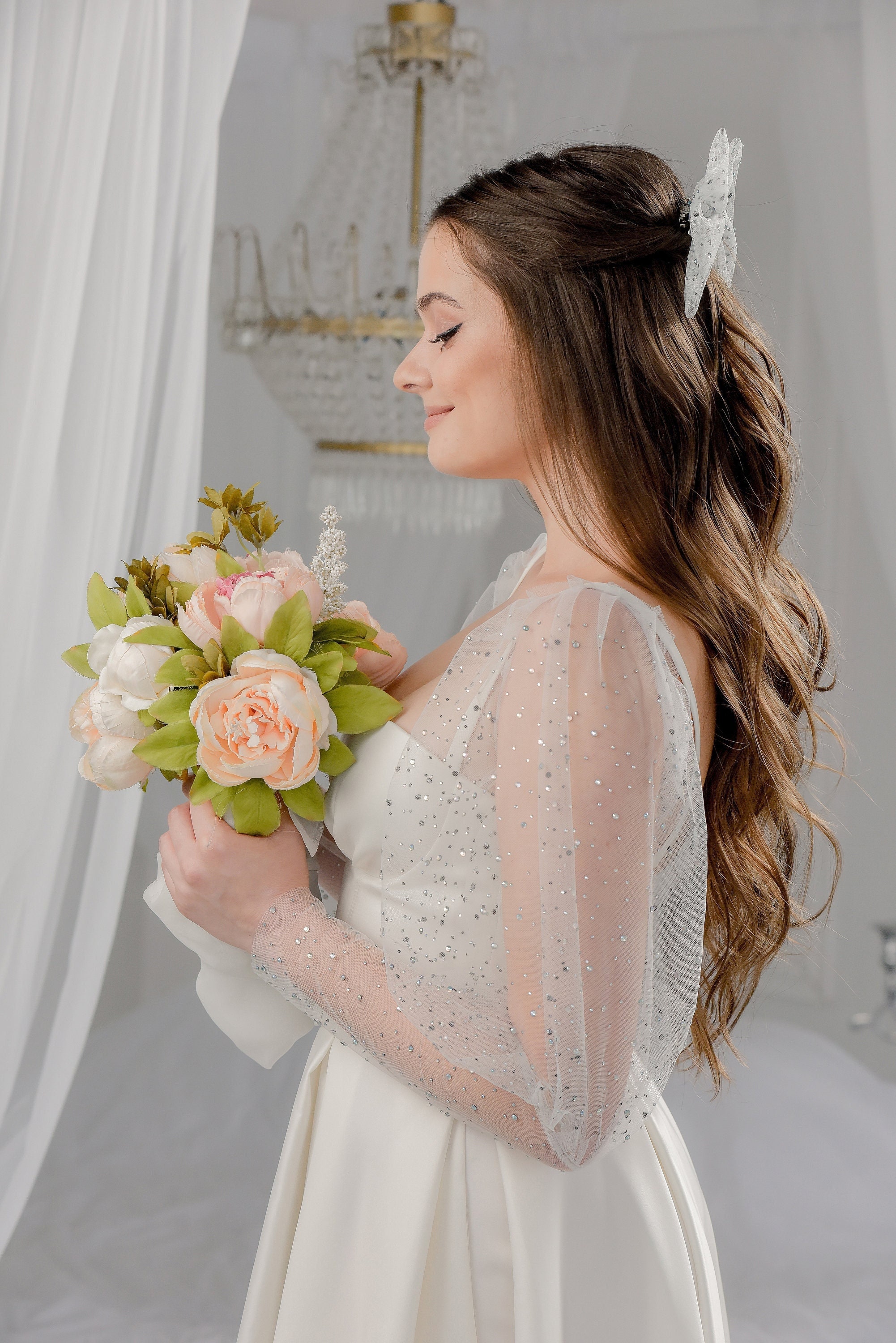 FLOWER BALLOON TULLE BOLERO (CREAM)