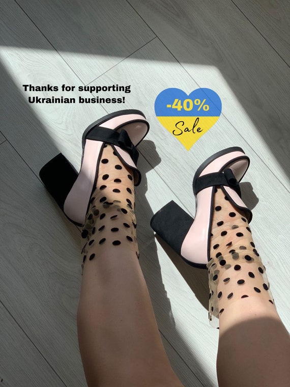 Mesh polka deals dot heels