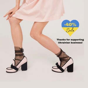 Zwarte Polka Dot Sokken, Tule Sokken, Pure Sokken, Mesh Sokken, Transparante Sokken, Designer Sokken, Kanten Sokken voor Dames, Sokken voor Hakken Casual