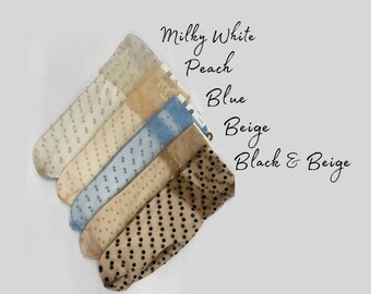 Blue Polka Dot Tulle Socks Sheer Socks Hosiery White Mesh Lace Socks Women Bridal Socks Bridesmaid Gift Fashion Wedding Nylon Vintage Socks