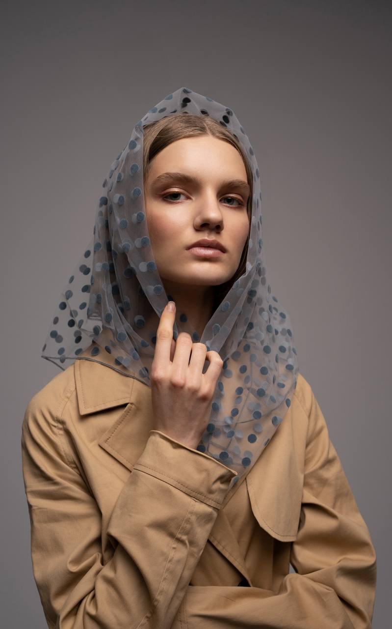 Women Scarf Polka Dot Headscarf Large Square Triangle Tulle