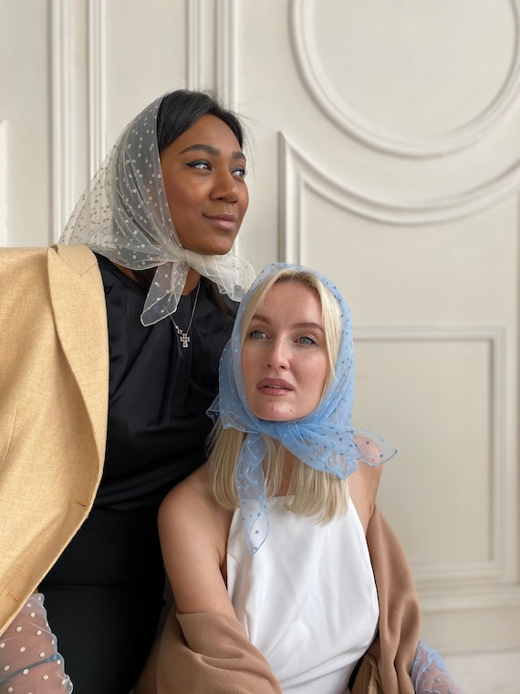 Long Polka Dot Wrap, Women Scarf Headscarf Large Square Triangle