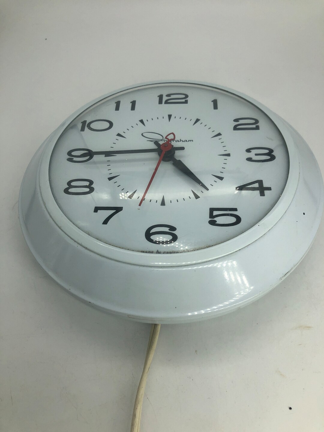 Ingraham Electric Wall Clock White Made in Canada Etsy