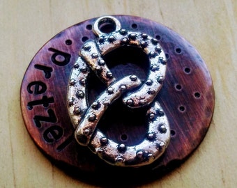 Pretzel Dog Tag: Custom Antique Copper Pet ID Tag