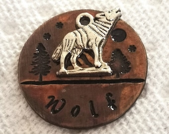 Wolf Dog Tag: Personalized Copper Pet ID Tag