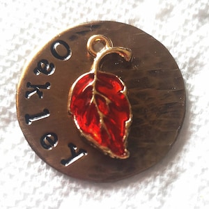 Personalized Pet ID Tag: Antique Brass Leaf Dog Tag