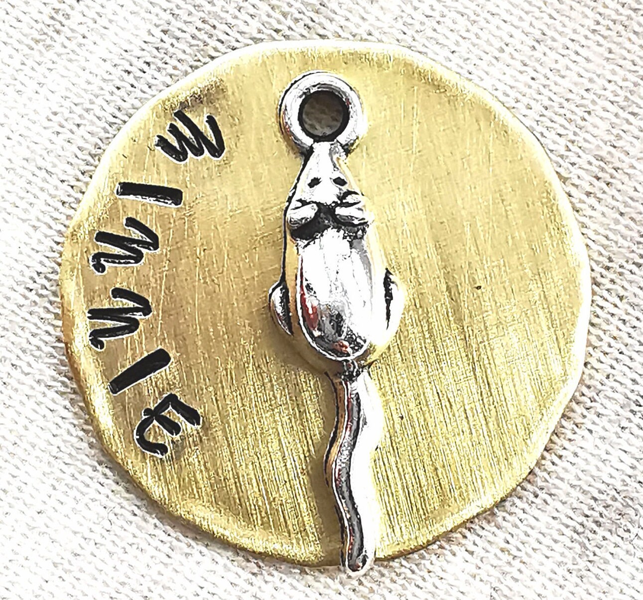 Mouse Pet Tag: Personalized Brass Cat or Dog ID Tag