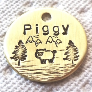 Étiquette de pays | Médaille pour cochon | Médaille pour collier de chat | Médaille pour animal de compagnie | Médaille personnalisée pour animal de compagnie | Médaille pour chien personnalisée | ID d'animal de compagnie | Étiquettes pour collier | Étiquette estampée à la main