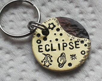 Eclipse Dog Tag: Personalized Pet ID, Hand Stamped Collar Tag