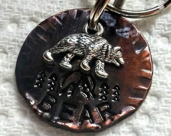 Personalized Bear Dog Tag: Antique Copper Pet ID